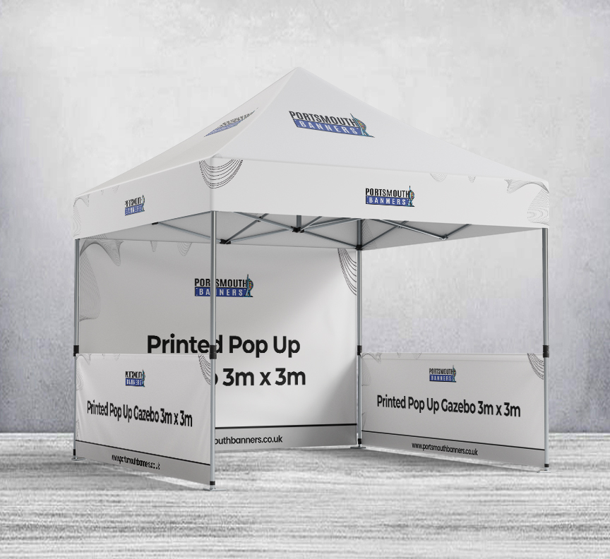 Printed Pop Up Gazebo 3m x 3m (with Wheeled Case & Pegs)
